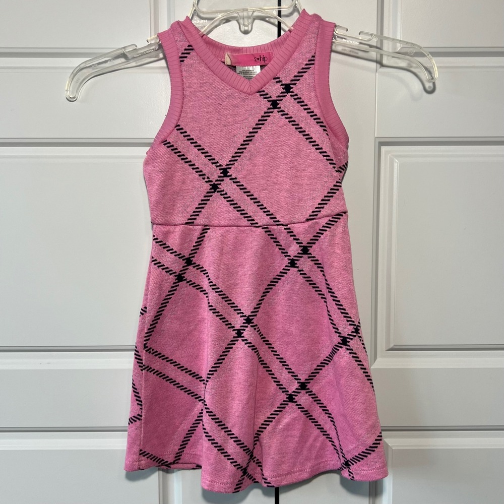 2 hip Girls Pink Plaid Sleeveless‎ Knit Dress Youth Size 4T
